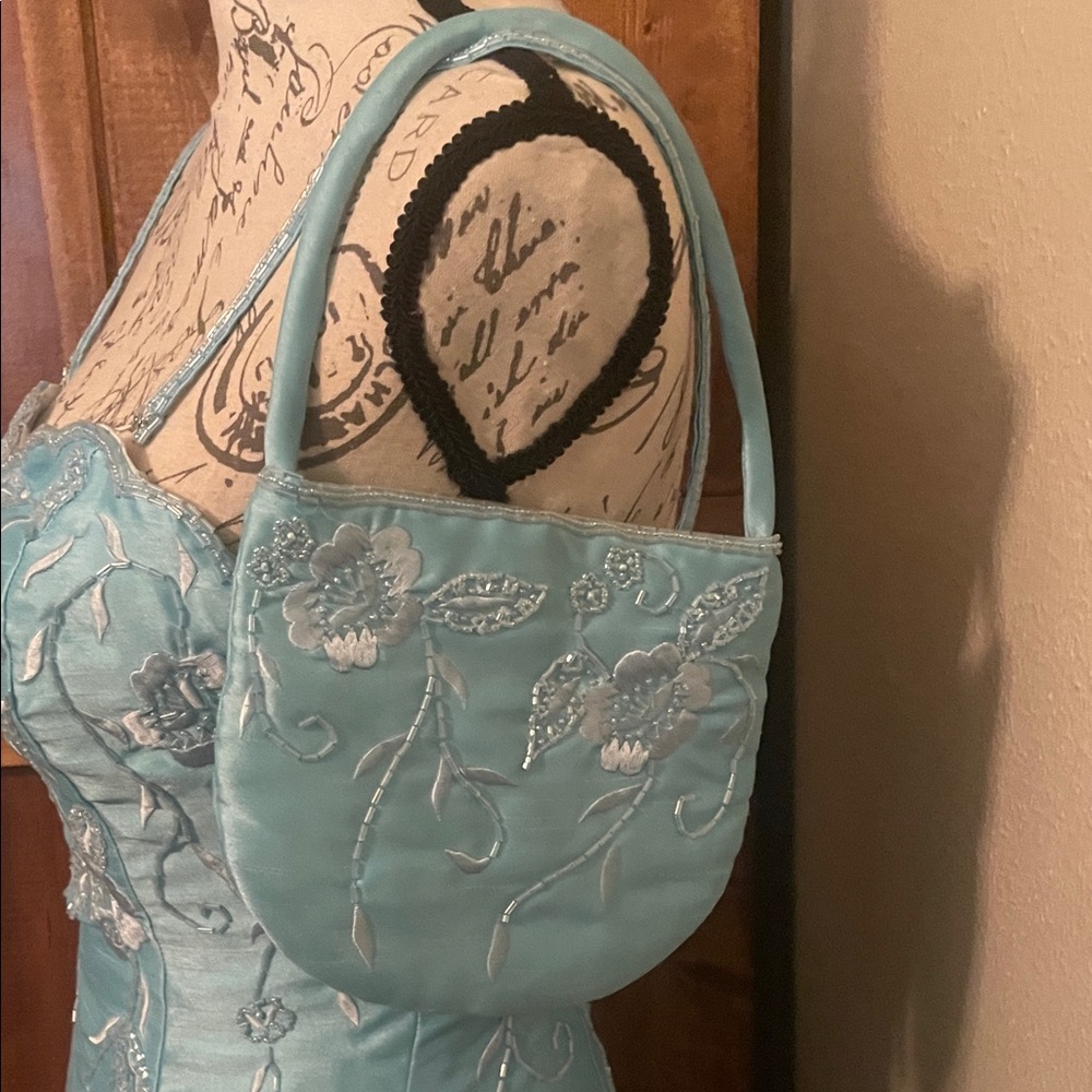 Tiffany Designs Light Blue Strapless Gown - Picture 6 of 16